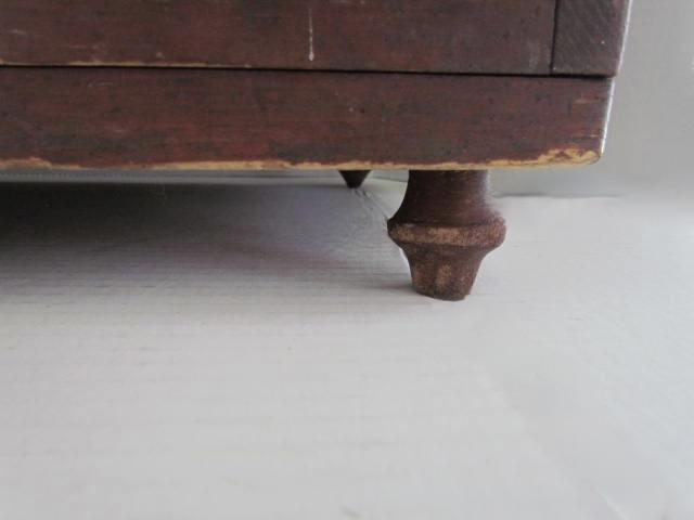 18th. c. Ball Footed, Painted Table Box