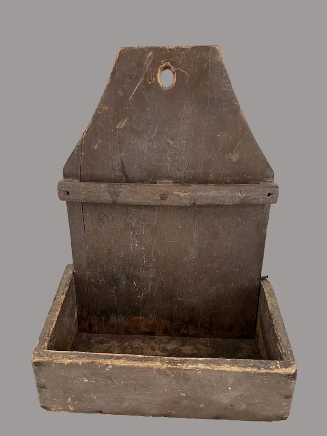 Early 19th. century Painted Wall Box w/Spoon Rack