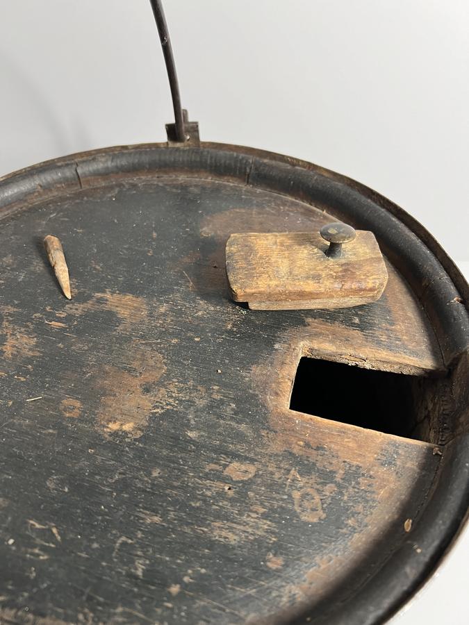Interesting/Unusual Black Painted Bail Pantry Box