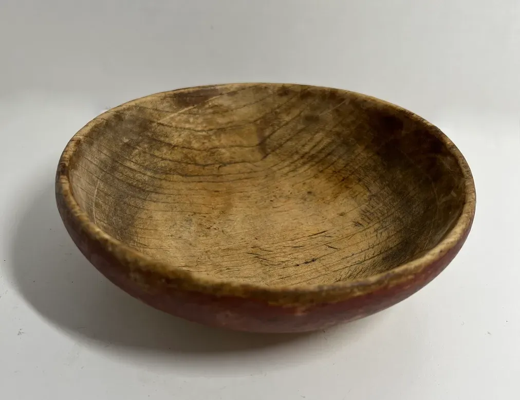 Small, Red Painted Treen Bowl