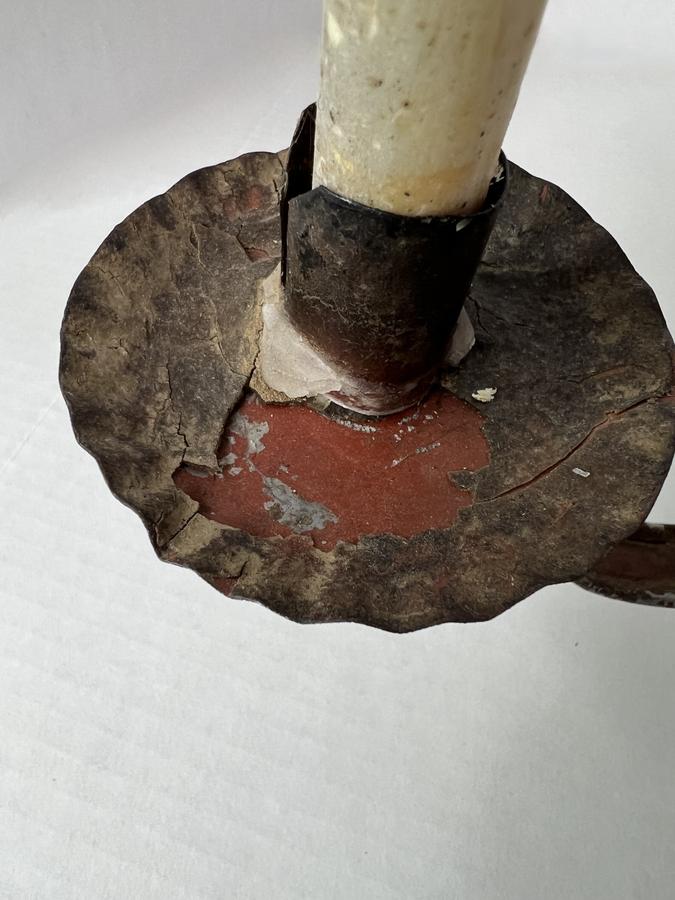 Mid 19th. c. Red Painted Witches Hat Chandelier