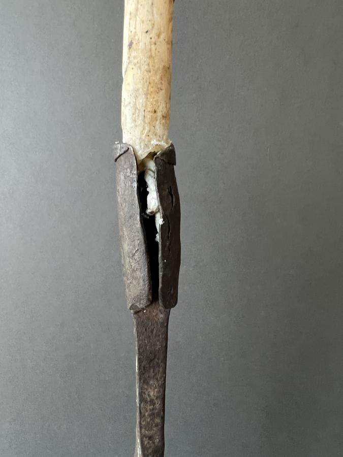 Primitive, Wrought Iron, 19th. c. Table Light