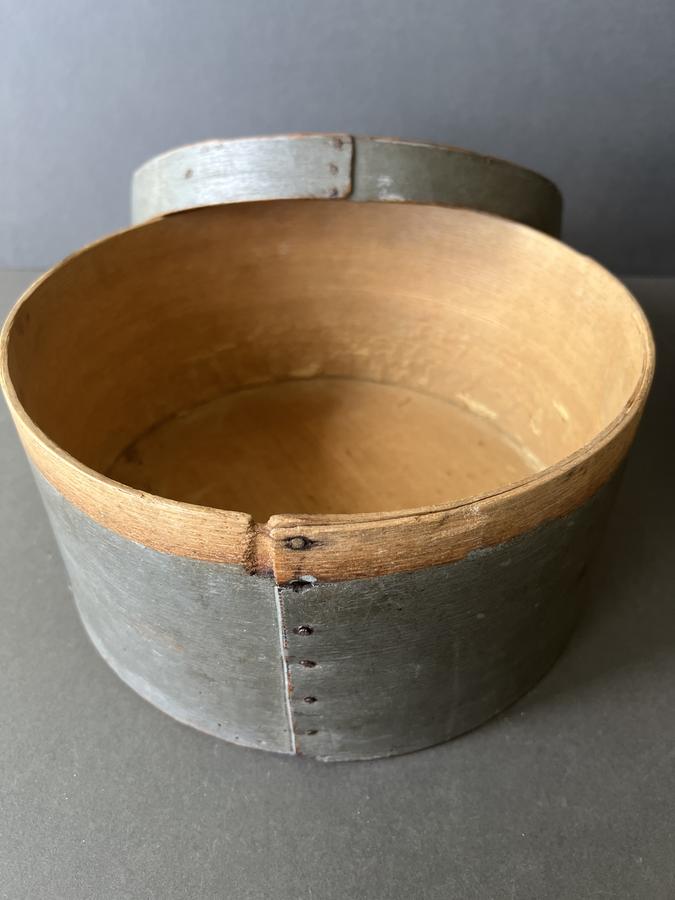 Set of 2 Round, Grey Painted Pantry Boxes