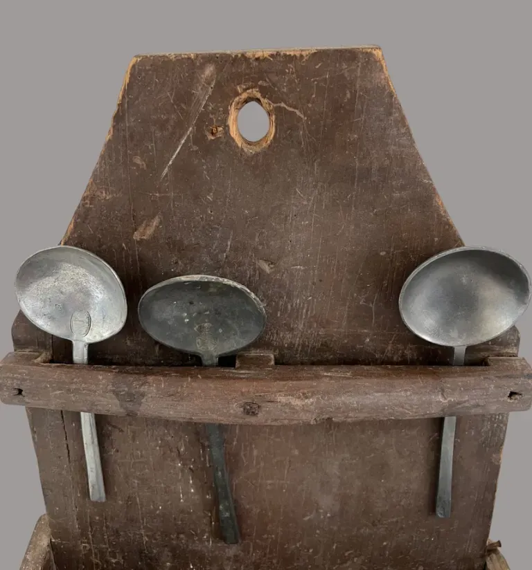 Early 19th. century Painted Wall Box w/Spoon Rack