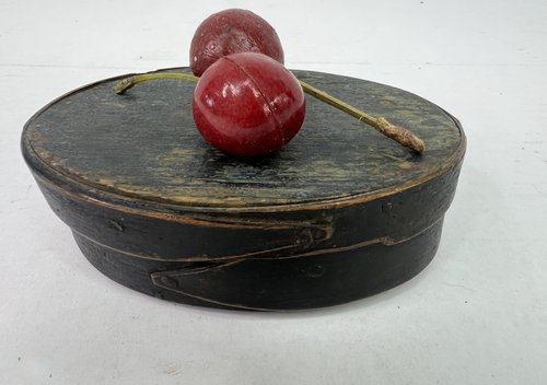 Small, Oval Black Painted Pantry Box