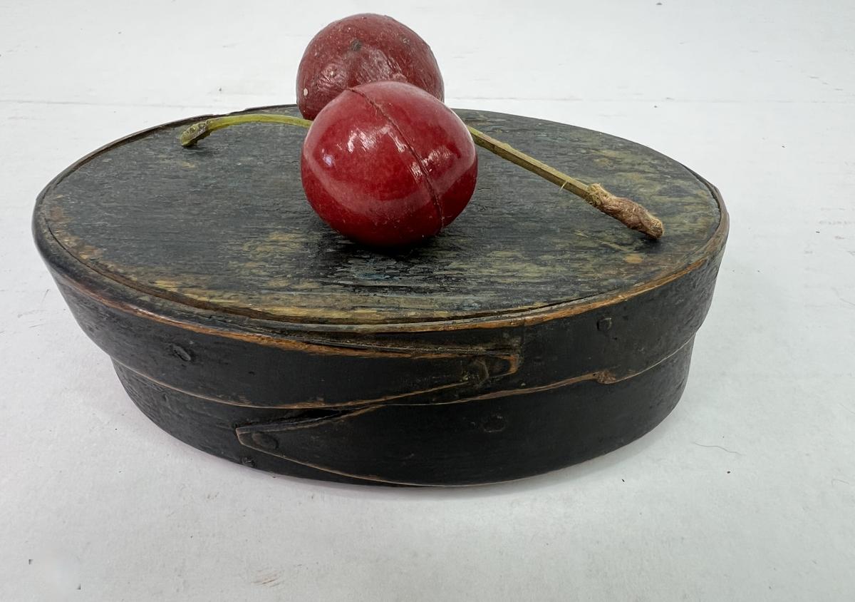 Small, Oval Black Painted Pantry Box
