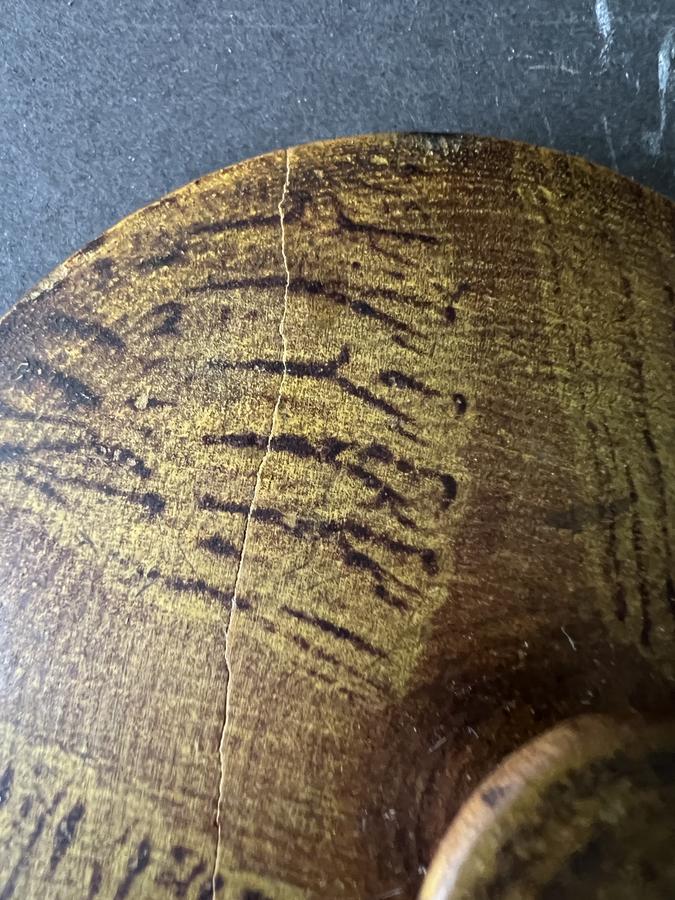 Wonderful Vinegar Painted Treen Covered Jar