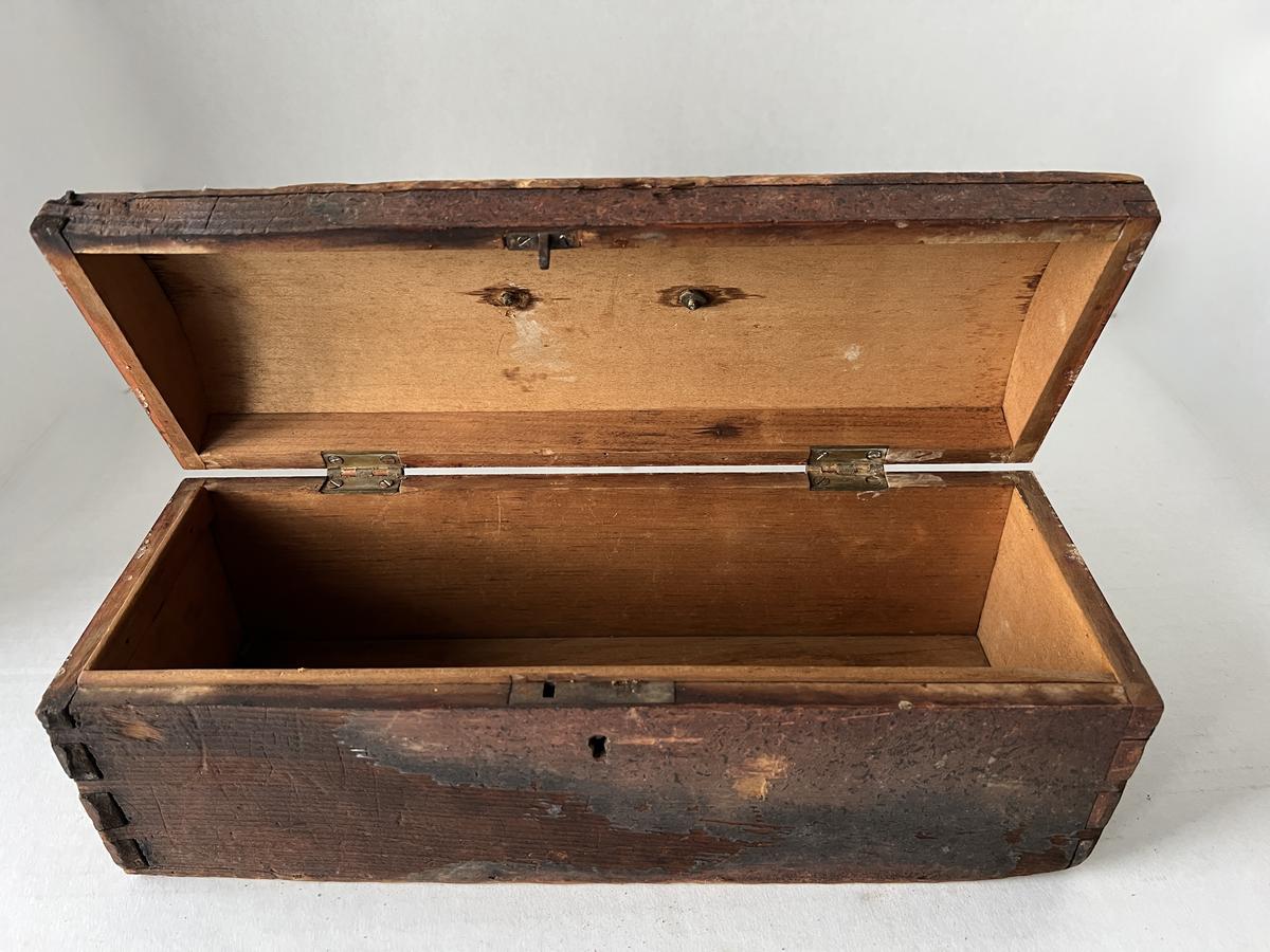 19th. century Red Painted Dome Top Table Box