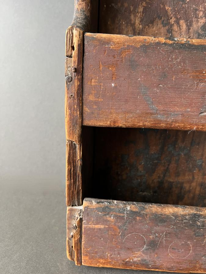 Late 18th. c. Red Painted, Double Well Wall Box