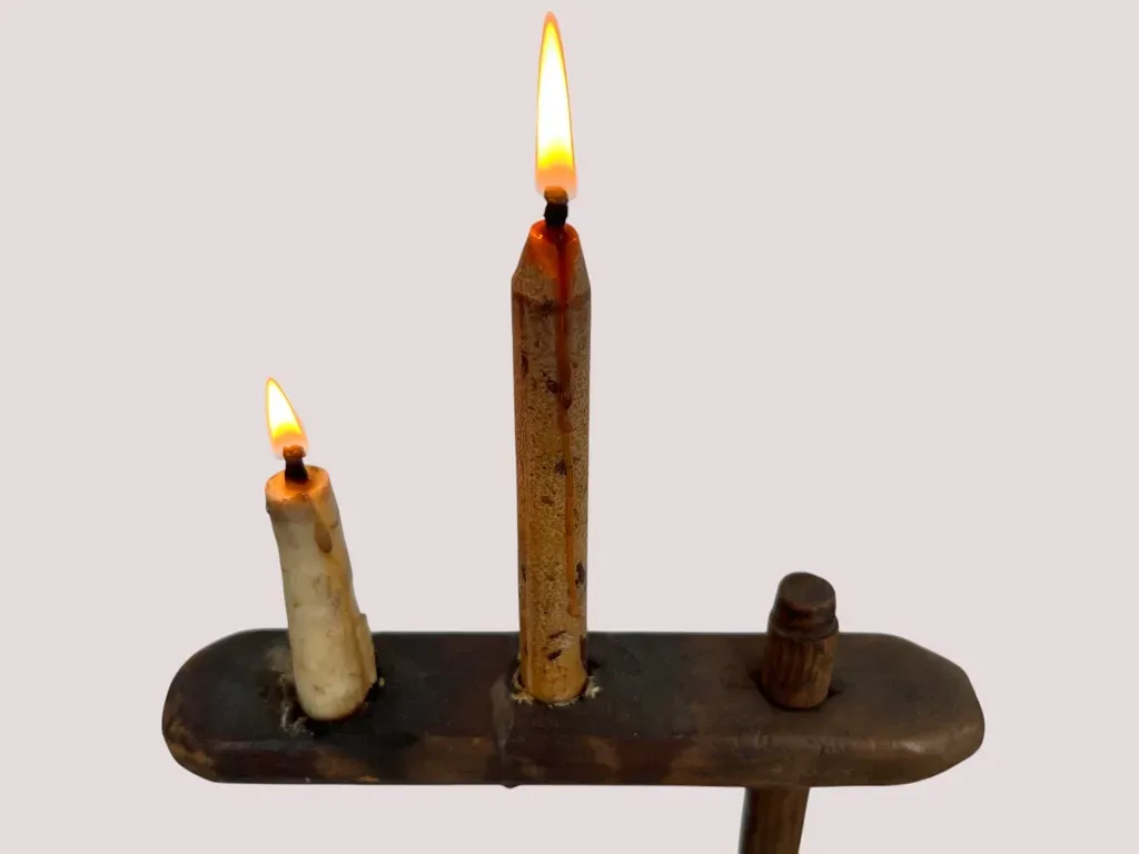 Unusual Double Light, American Wooden Floor Light