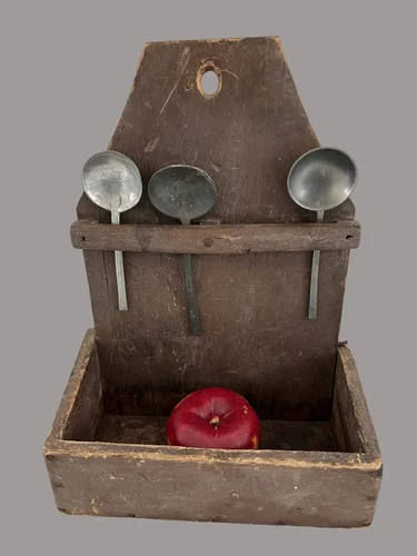 Early 19th. century Painted Wall Box w/Spoon Rack