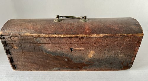 19th. century Red Painted Dome Top Table Box