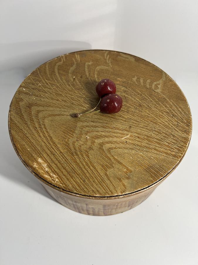 Grain Painted in Mustard, Round Pantry Box