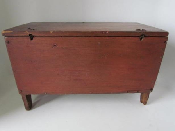 Unusual Wooden Lock-Red Painted Table box