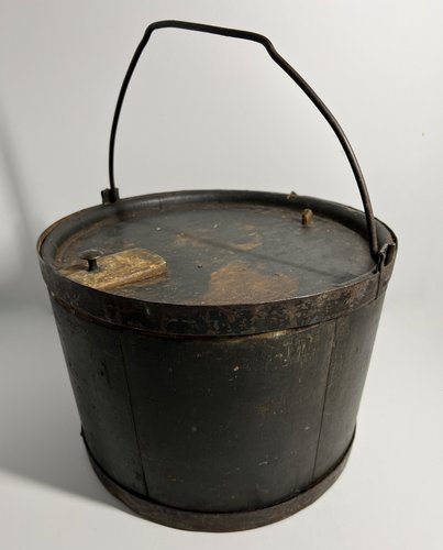 Interesting/Unusual Black Painted Bail Pantry Box
