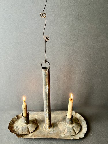 19th.c. Tin, Double Candle Hanging Light