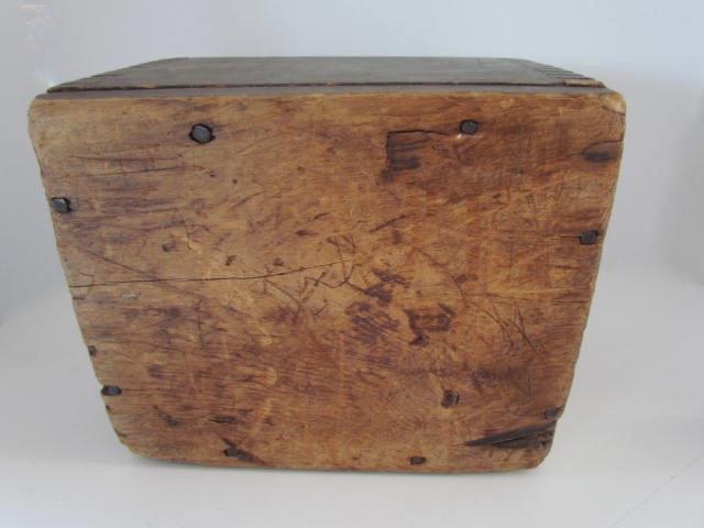 Brown Painted, American Slide Lid Spice Box