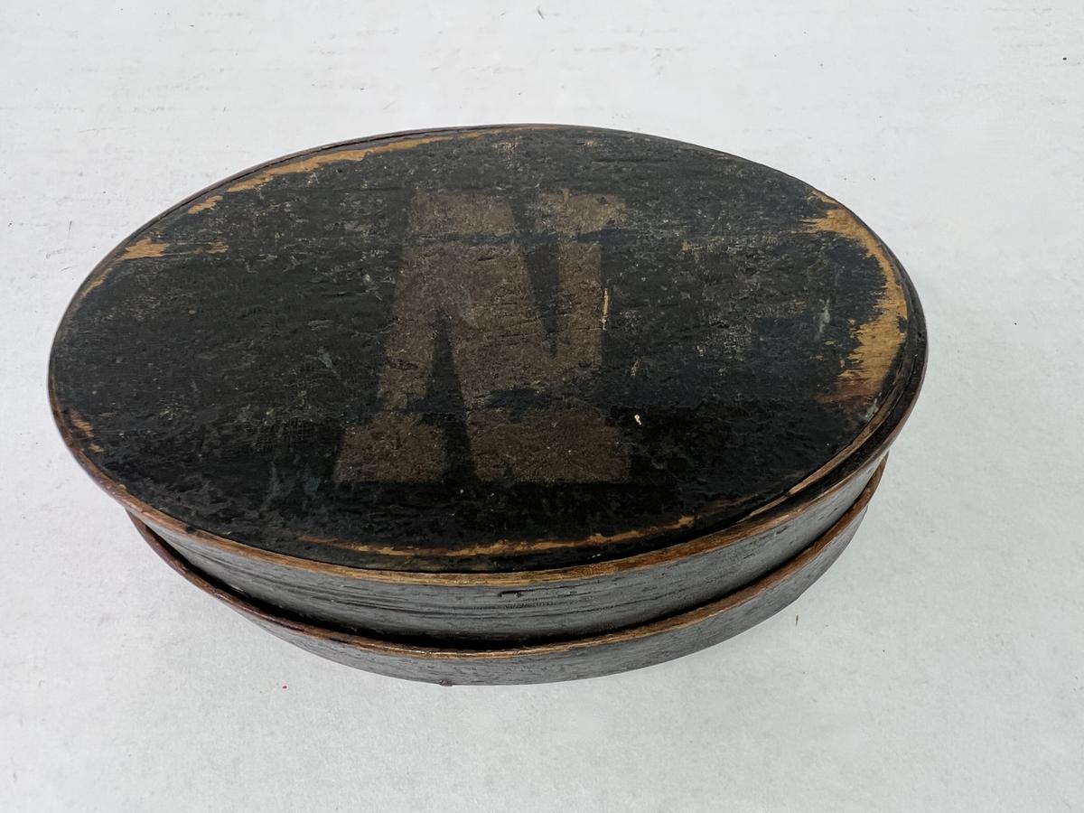 Small, Oval Black Painted Pantry Box