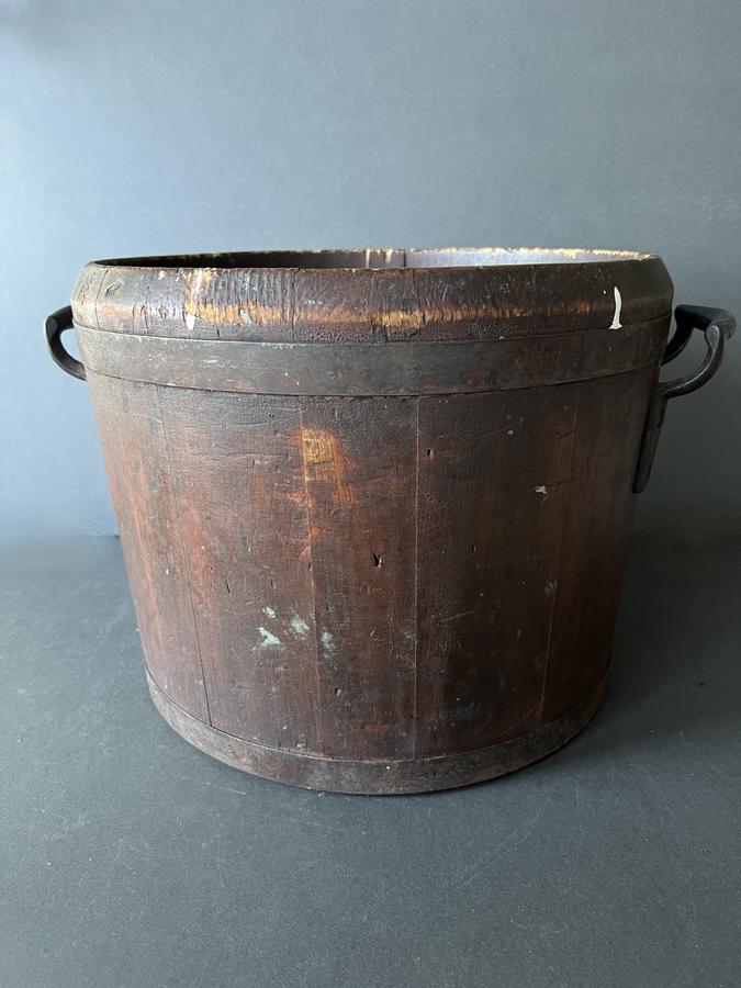 Large Brown Painted Staved Bucket