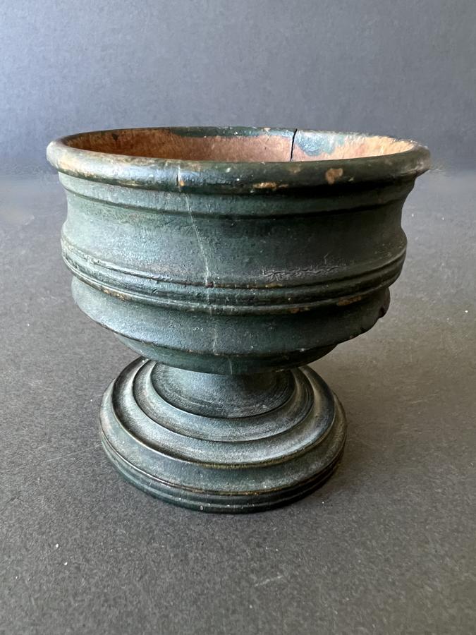 19th. century Treen, Green Painted Master Salt
