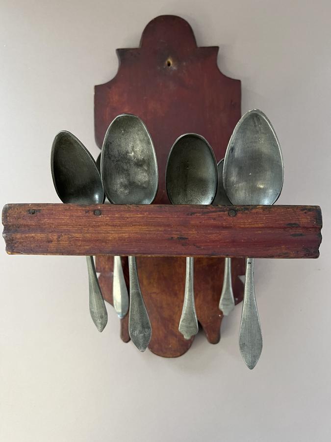 Red Painted, New England Spoon Rack
