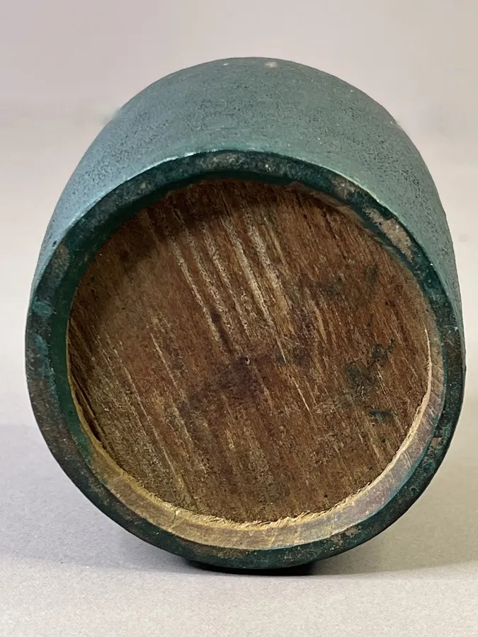 Small, Treen Green Painted Spice Canister
