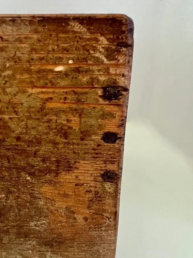 19th. c. Mustard Painted Slide Lid Box w/Drawer