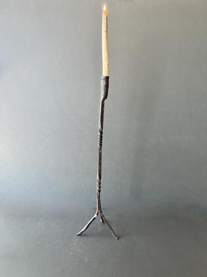 Primitive, Wrought Iron, 19th. c. Table Light