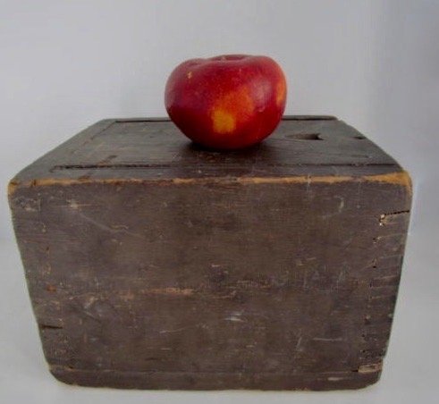 Brown Painted, American Slide Lid Spice Box