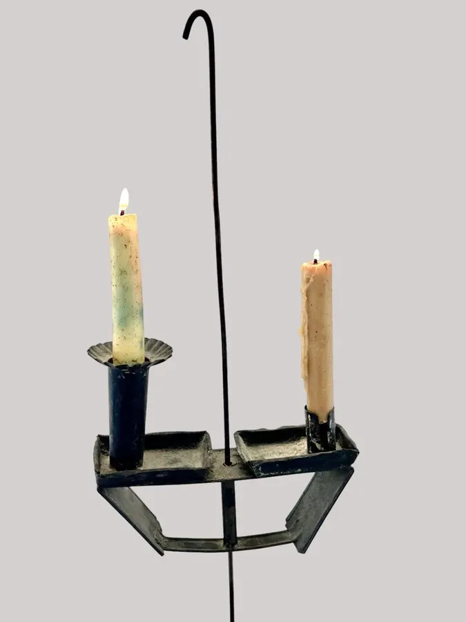 Sand Weighted,19th. C. Adjustable Two Candle Light