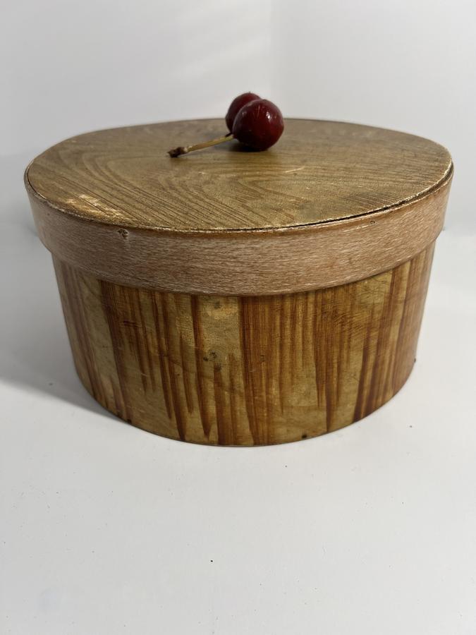 Grain Painted in Mustard, Round Pantry Box