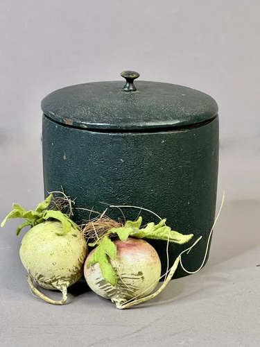 Small, Treen Green Painted Spice Canister