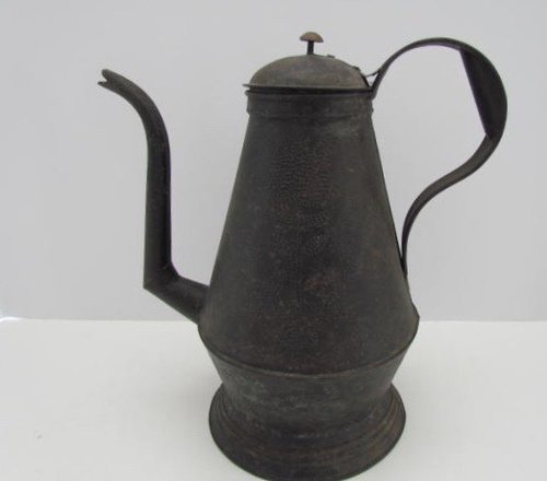 19th. c. Punched Tin Goose Necked Coffee Pot