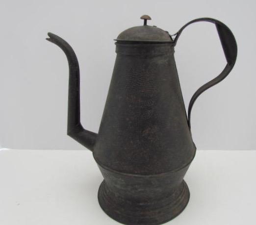 19th. c. Punched Tin Goose Necked Coffee Pot