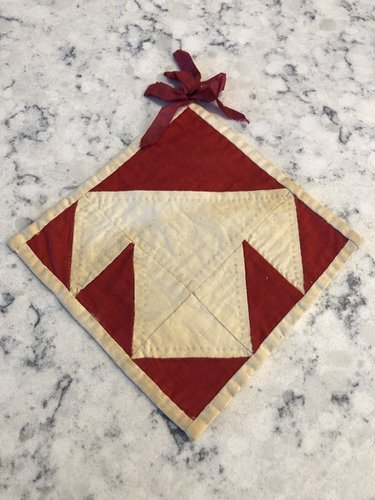 19th C. Turkey Red Cotton Potholder
