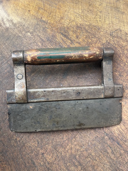 19th C. Iron & Wood Chopper in Early Green Paint