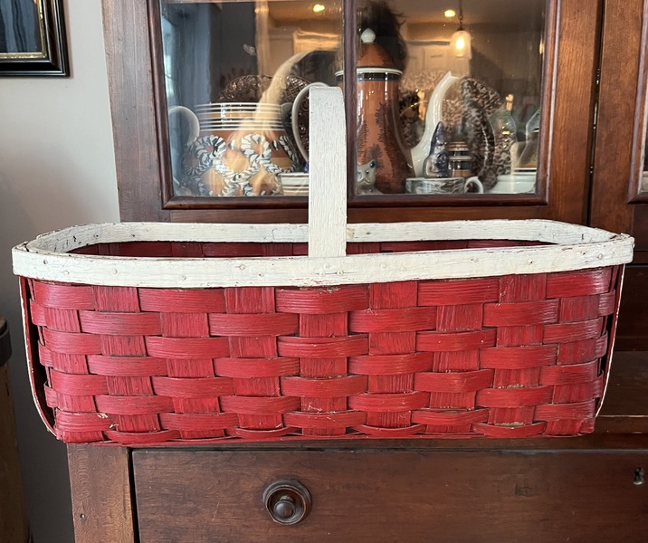 Late 19th C. Painted Market Basket Excellent Condi