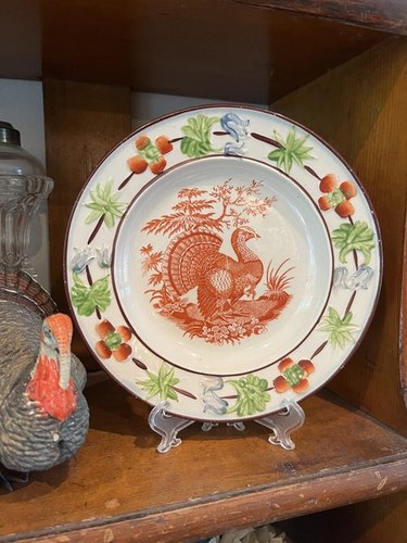 Pearlware Child’s Plate of Turkey 7 1/4” Perfect