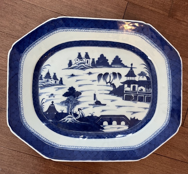 Early 19th C. Heavy Blue Canton Platter