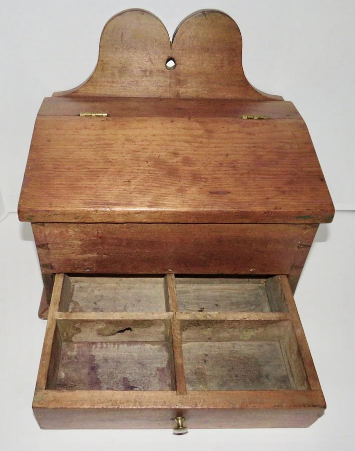 VERY GOOD 18TH C. WALL BOX WITH SPICE DRAWER