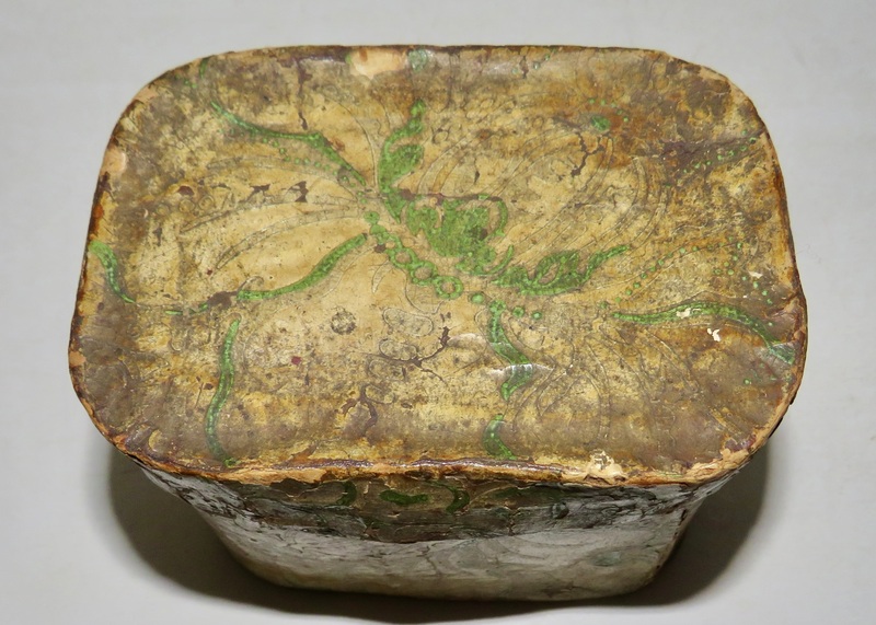 MINIATURE WALLPAPER BOX, DATED 1814, 4X3X2 3/4