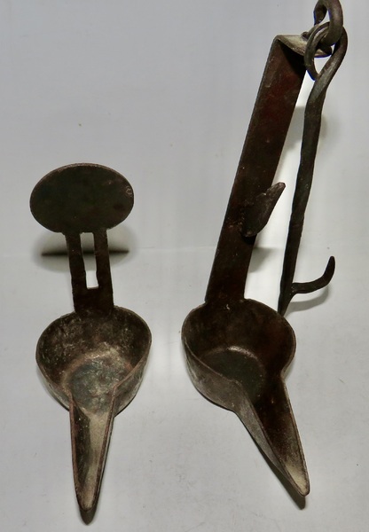 17th early 18TH C. DOUBLE CRUSIE LIGHTING DEVICE