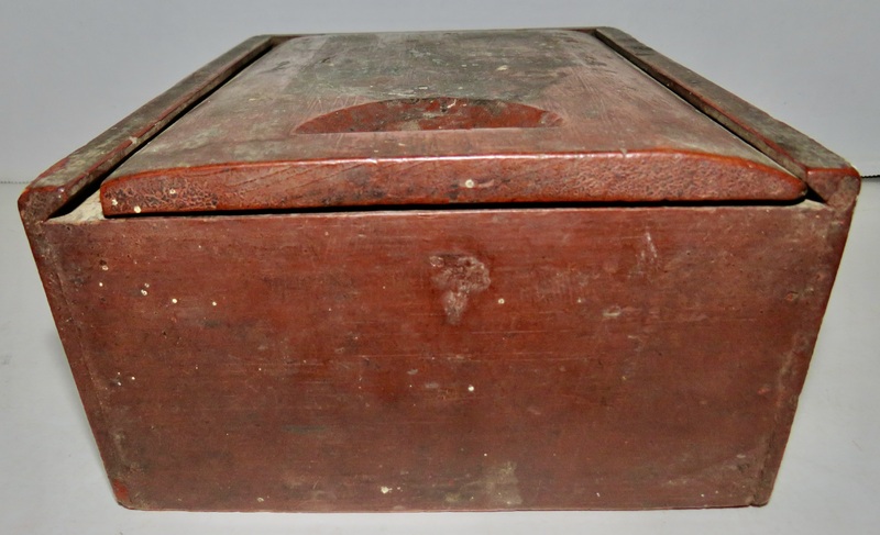 SIGNED & DATED PA SPICE BOX W/ ORIGINAL RED PAINT