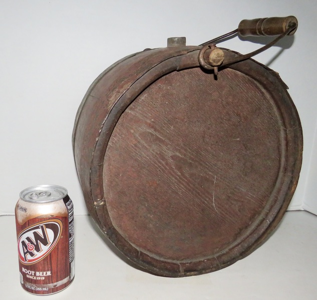 RARE REV. WAR ERA WAGON CAMP CANTEEN, RED, 11 3/4"