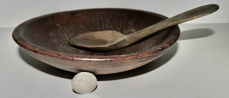 RARE 18TH C. EATING BOWL & SPOON
