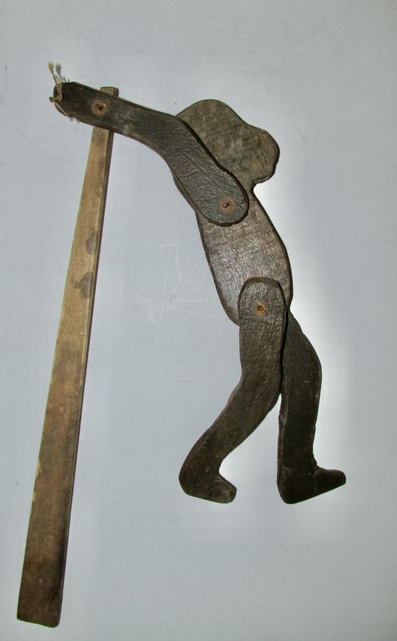FOLK ART CHILD'S TOY WOODEN MONKEY JIGGER DANCER