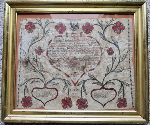 LANCASTER CO. PA FRAKTUR W/ EAGLE AND DATED 1835