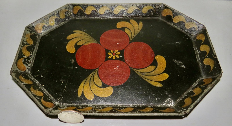 TIN TOLE PAINTED COFFIN TRAY, C. 1840