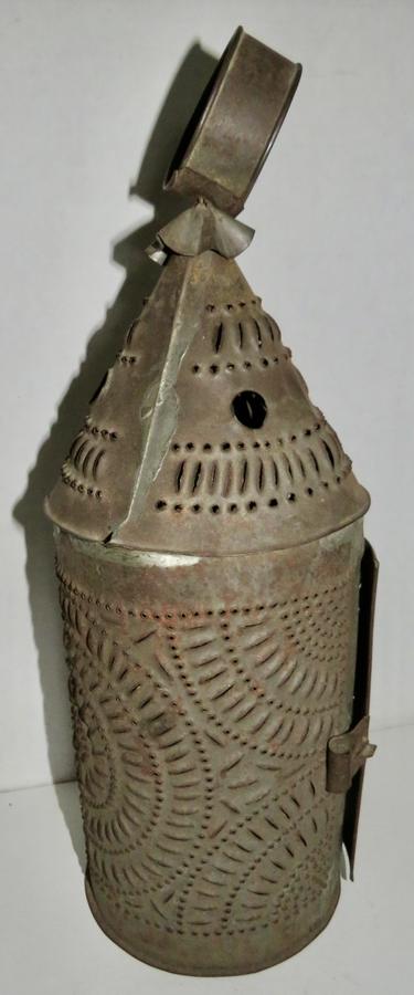 EARLY PUNCHED TIN BARN LANTERN
