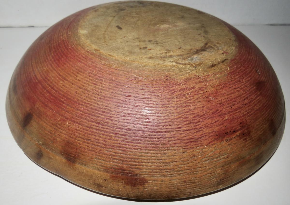 SMALL EARLY MAPLE BOWL 11 X 2 1/2, CRANBERRY PAINT